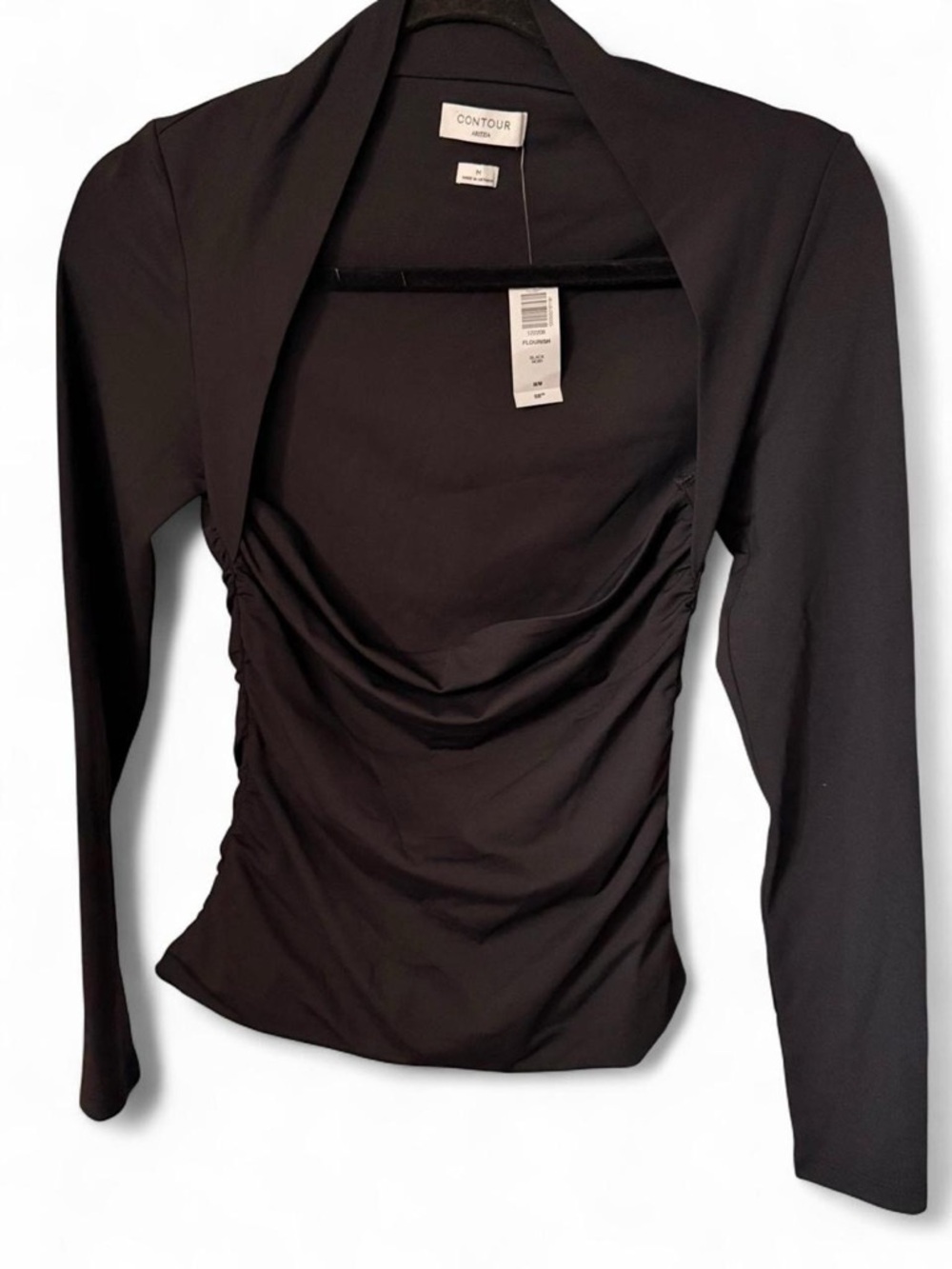 Aritzia Contour Black Long Sleeve Ruched Top